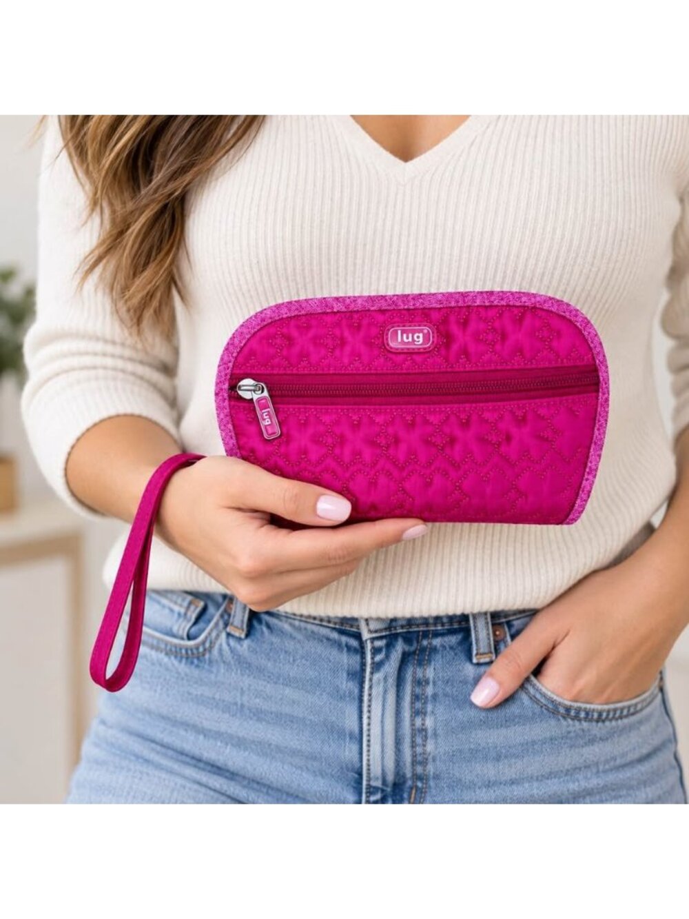 Lug Pink Quilted Wristlet Wallet / Organizer